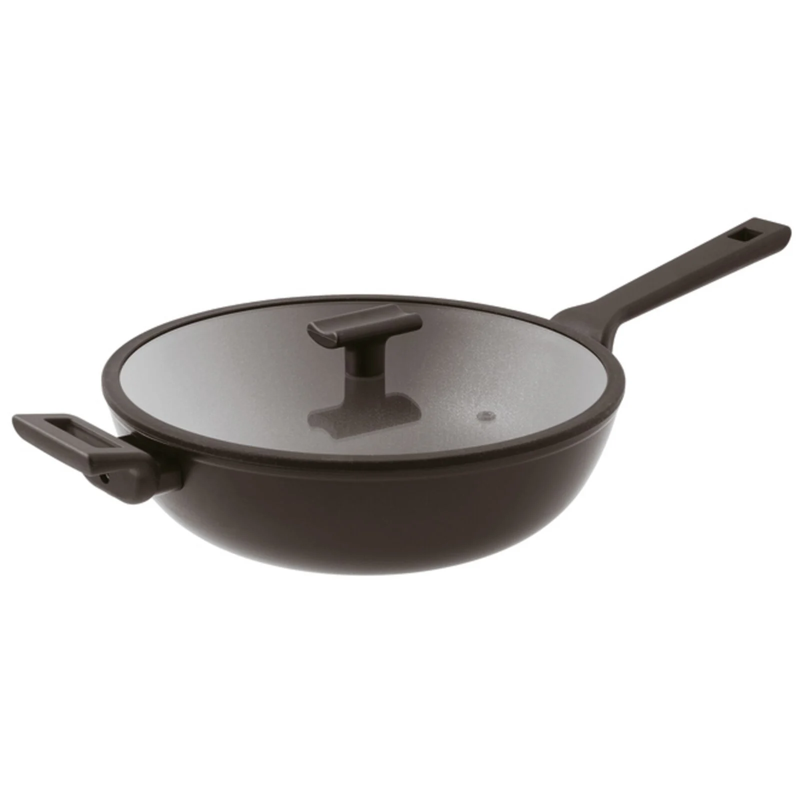 Wok 1 Handle Cm 30 W/Lid Titan Pro Double Induction Aluminum  Sambonet