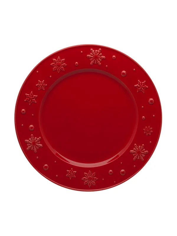 Dinner plate 28 cm red Snowflakes Bordallo Pinheiro