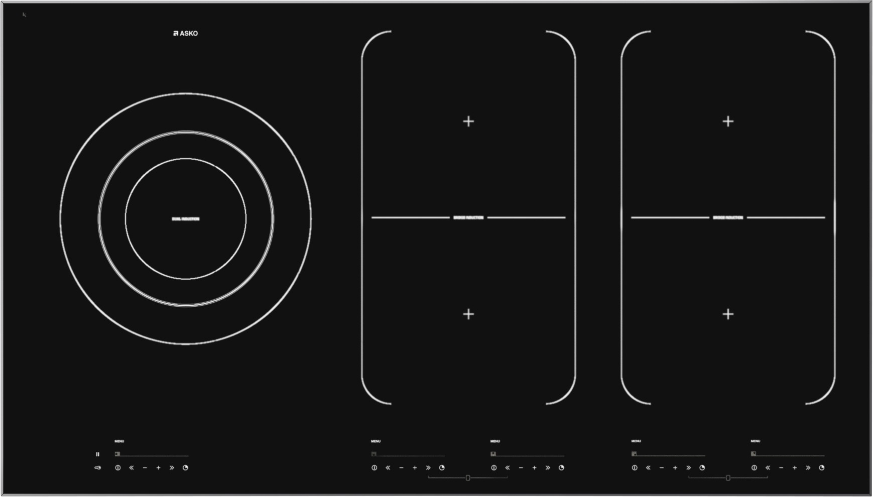 Asko Induction hob HI 1975 G 90 cm 5 cooking zones 1 zone Bridge Black glass