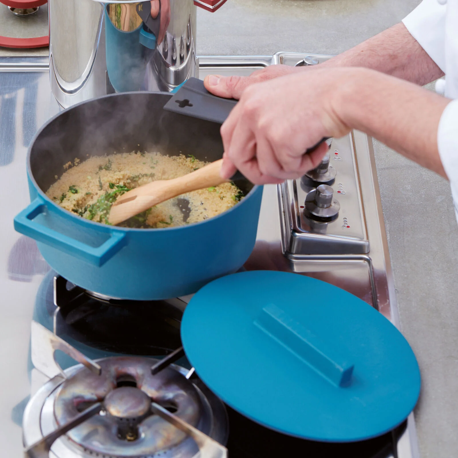 Saucepan 2 Handles With Lid Cm 24,5 Terra.Cotto Cast Iron Anise Sambonet