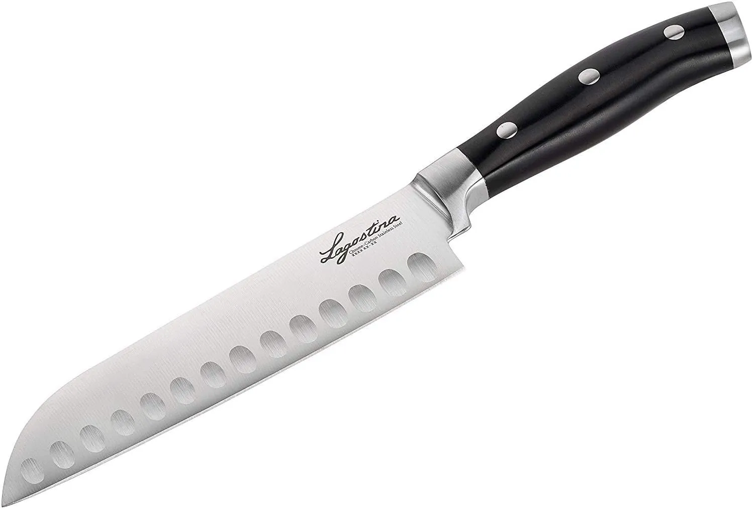 Coltello Santoku Lagostina Forgiato Nero e Acciaio 18 cm