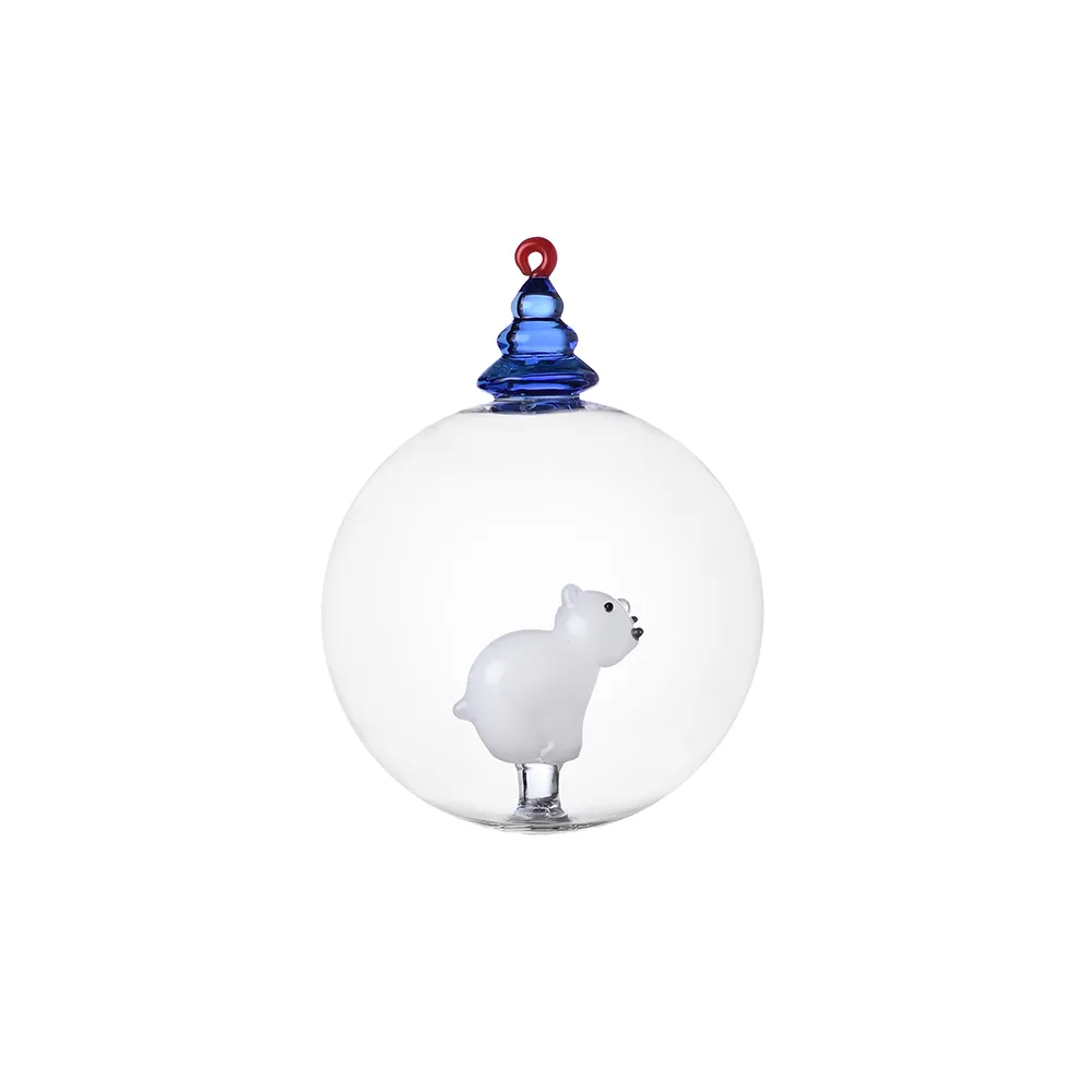 Palla di Natale Ichendorf Collezione White Bear&Wish Tree Orso Bianco e Albero Blu