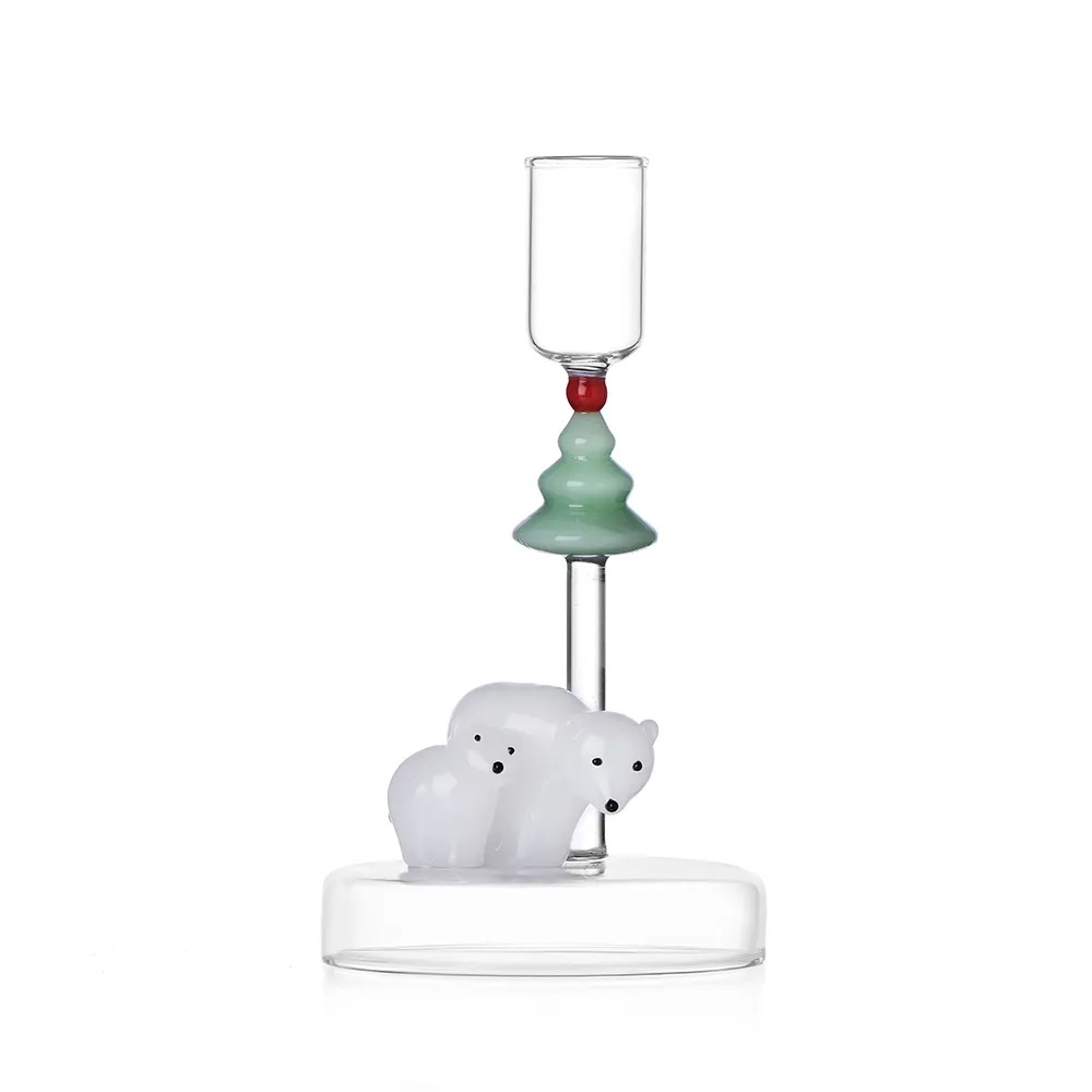 Candle Holder Ichendorf Collection White Bear&Wish Tree White Bears and Green Wish Tree