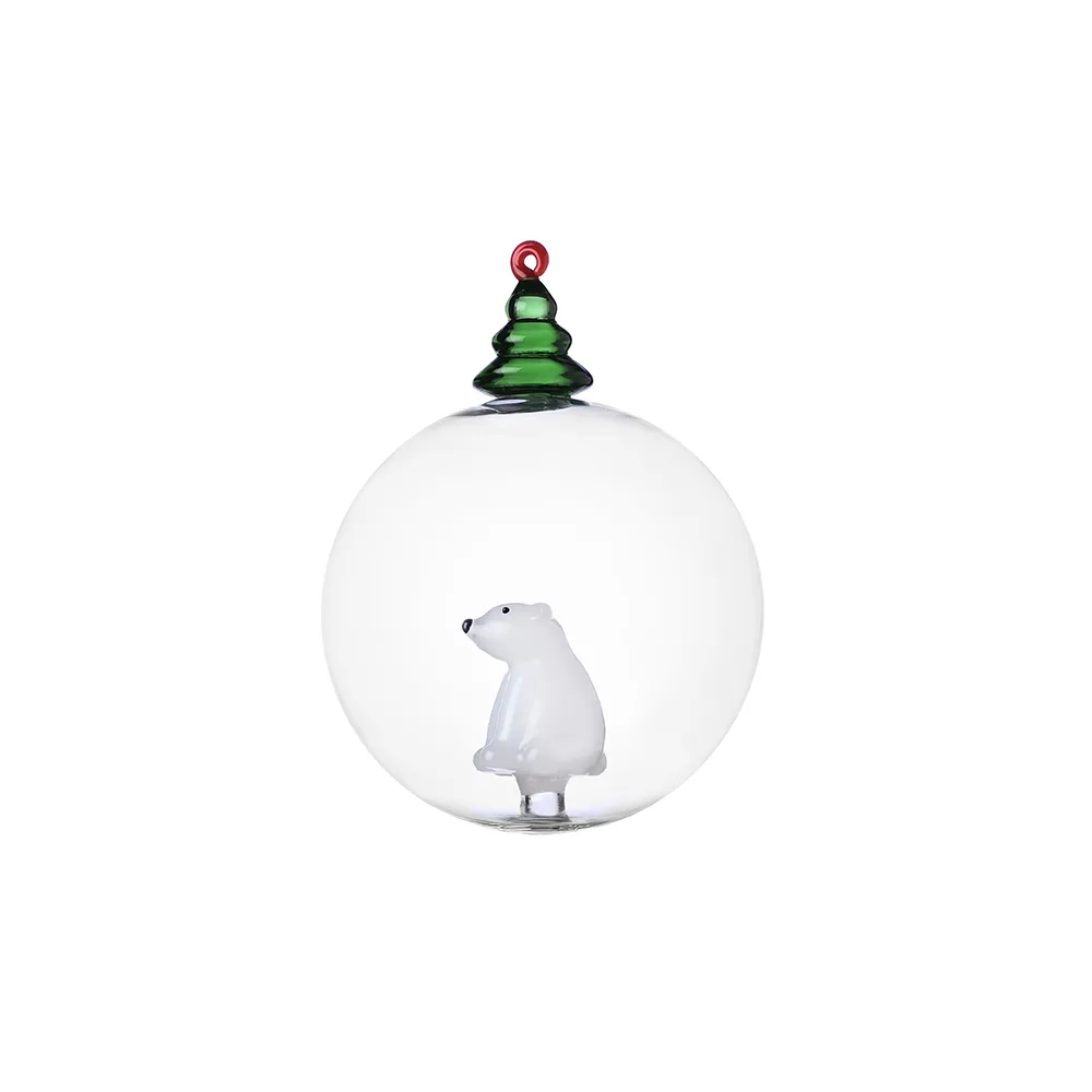Christmas Ball Ichendorf Collection White Bear & Green Wish Tree