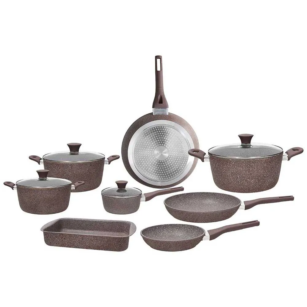 Tognana 12-pieces Aluminum Pots and Pans Set Rose Stone Line