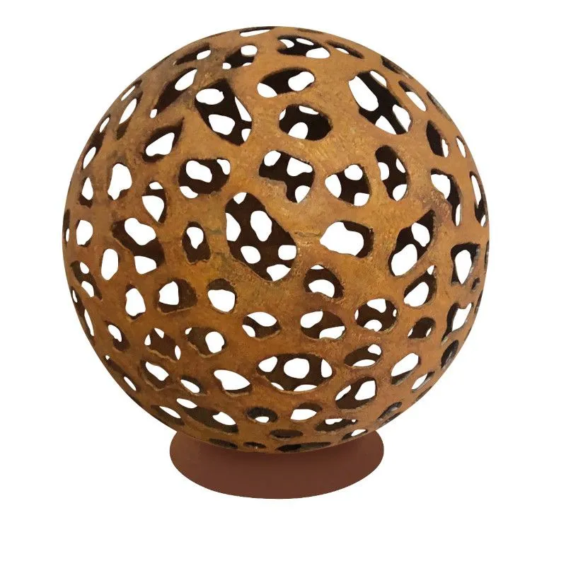 Corten steel decorative sphere Atlantis with rusty moon design Ø cm 60