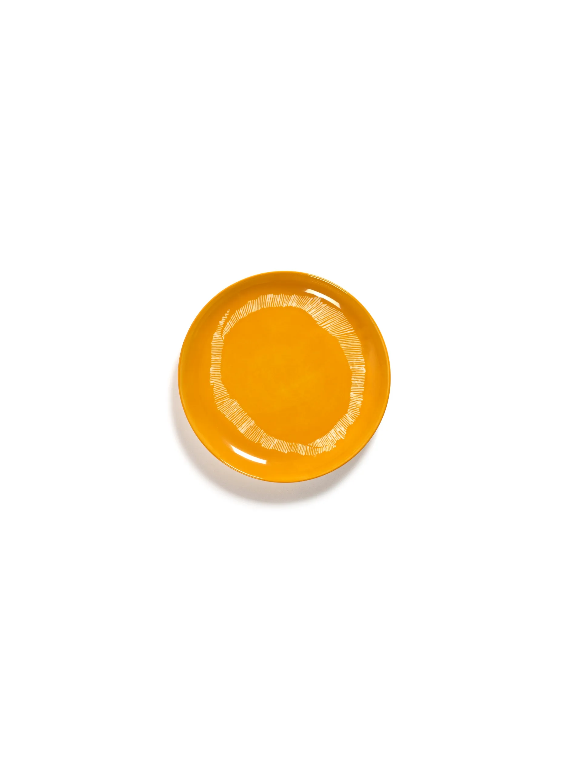 Plate S Yellow-Stripes White Feast by Serax L 19 W 19 H 2 CM