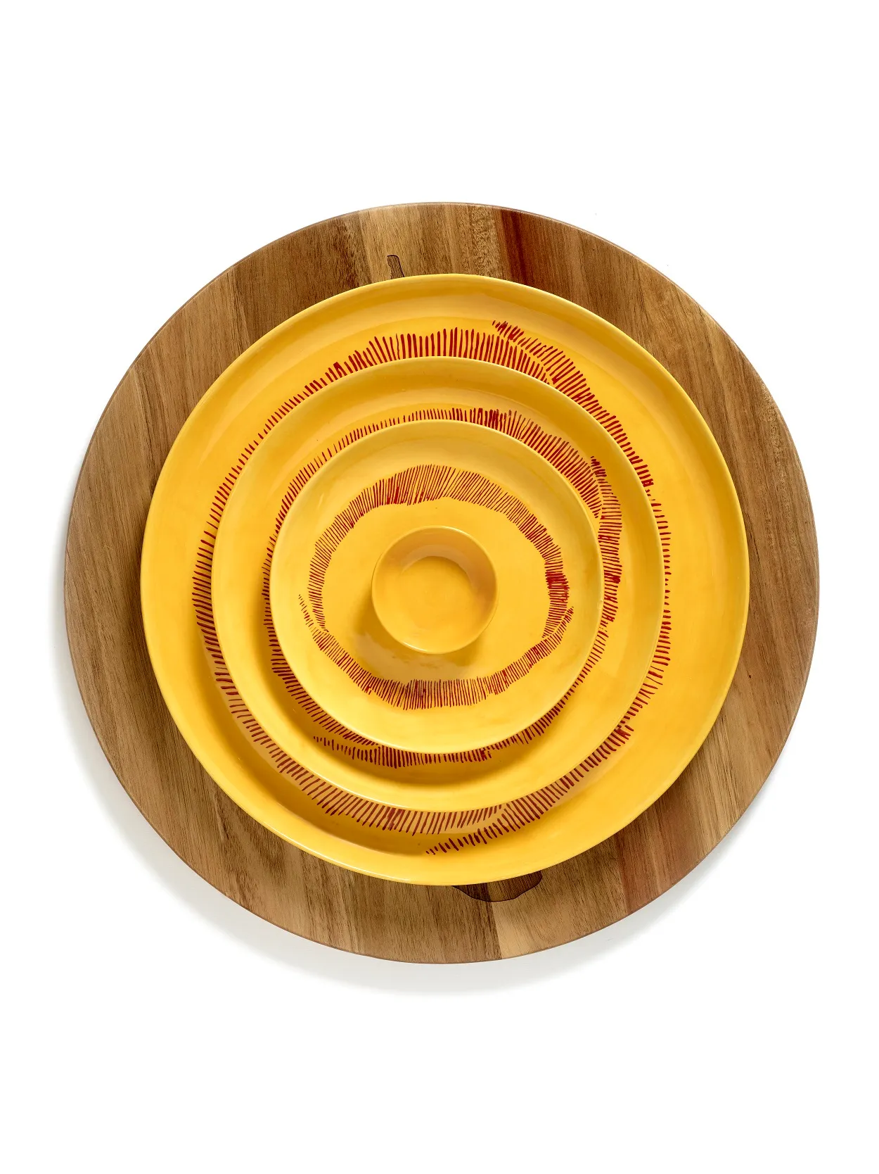 Plate S Yellow-Stripes Red Feast by Serax L 19 W 19 H 2 CM
