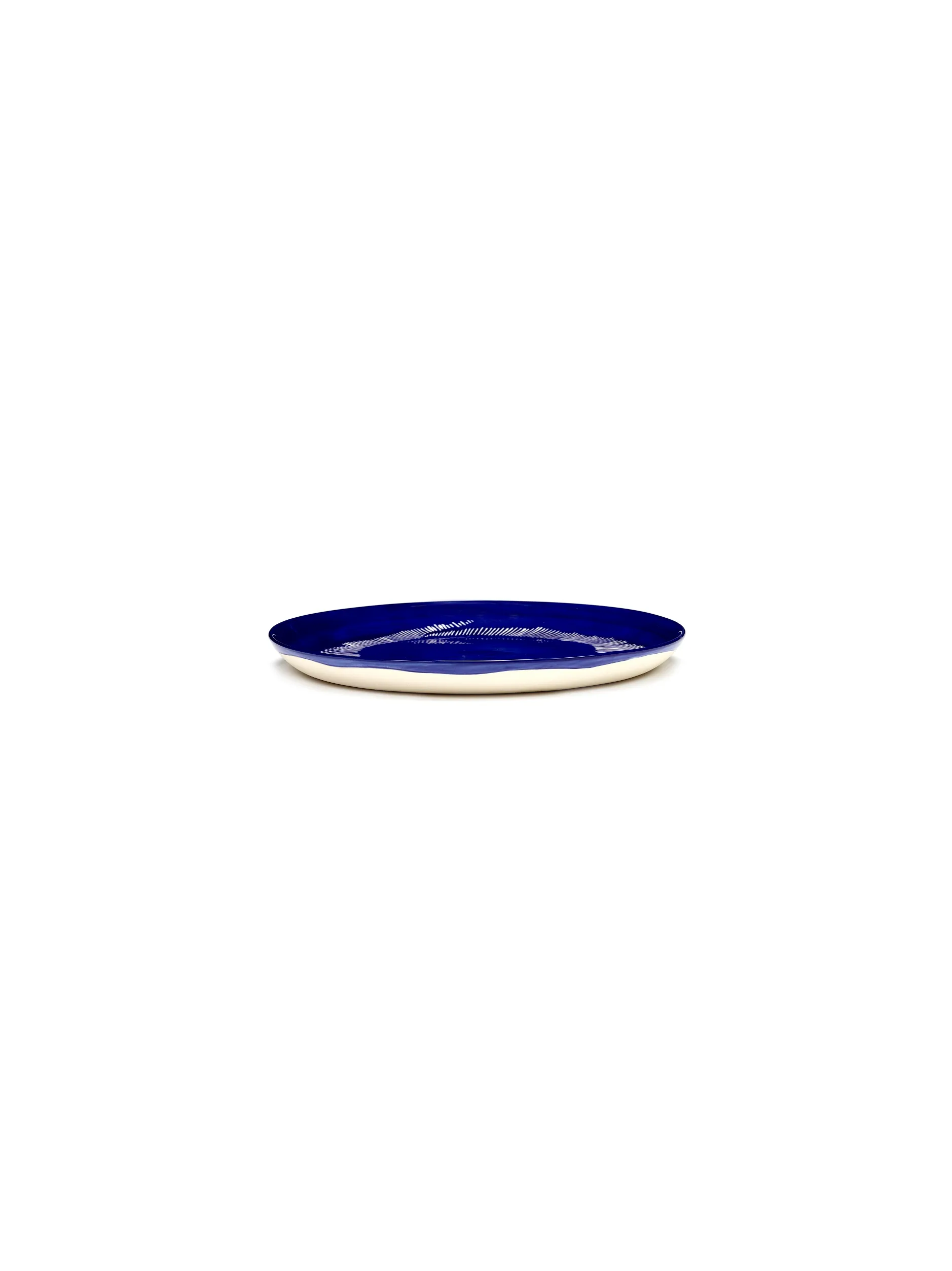 Plate M Dark Blue-Stripes White Feast by Serax L 22.5 W 22.5 H 2 CM
