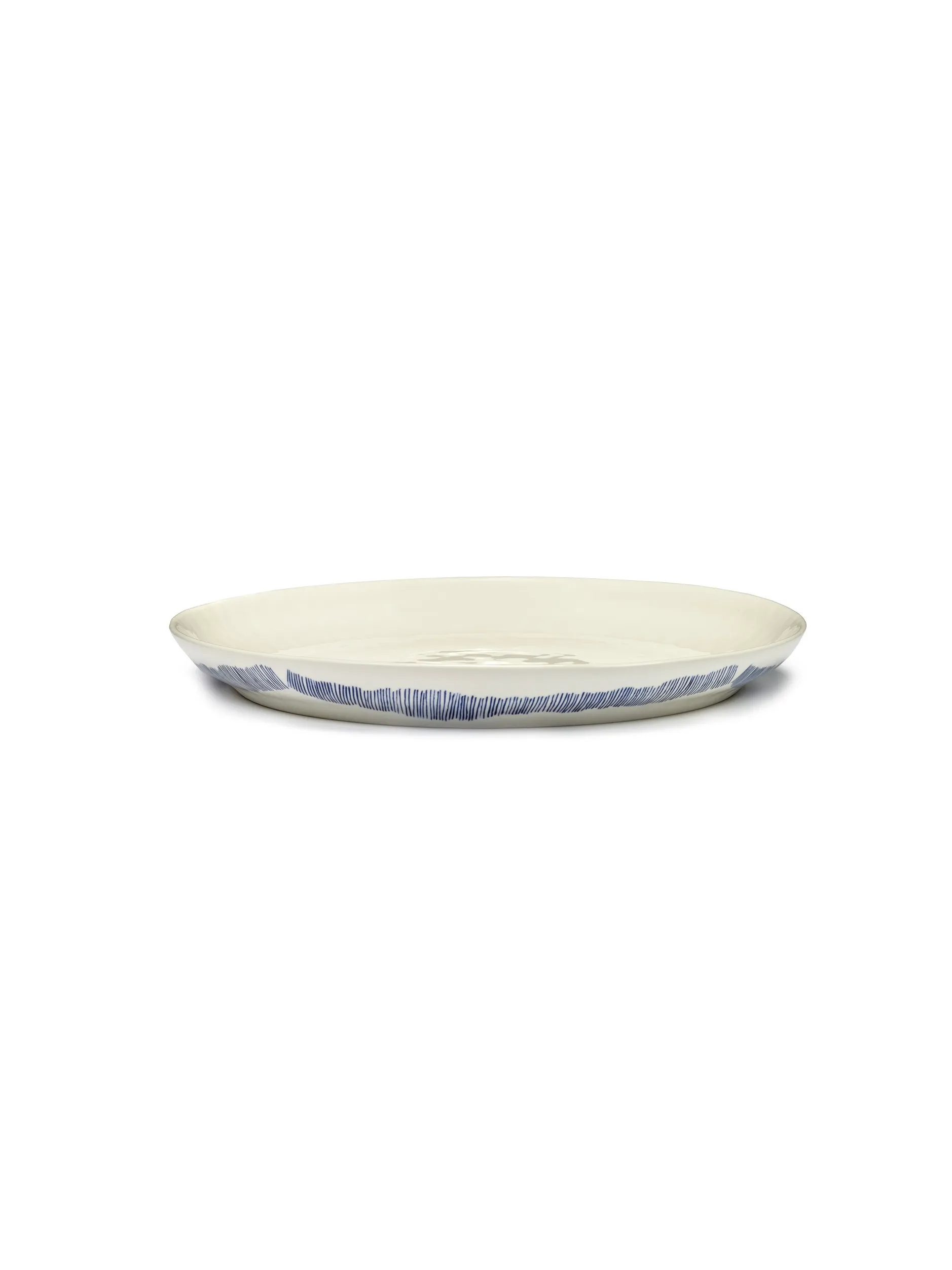 Serving Plate S White-Stripes Blue Feast Ottolenghi by Serax L 35 W 35 H 4 CM