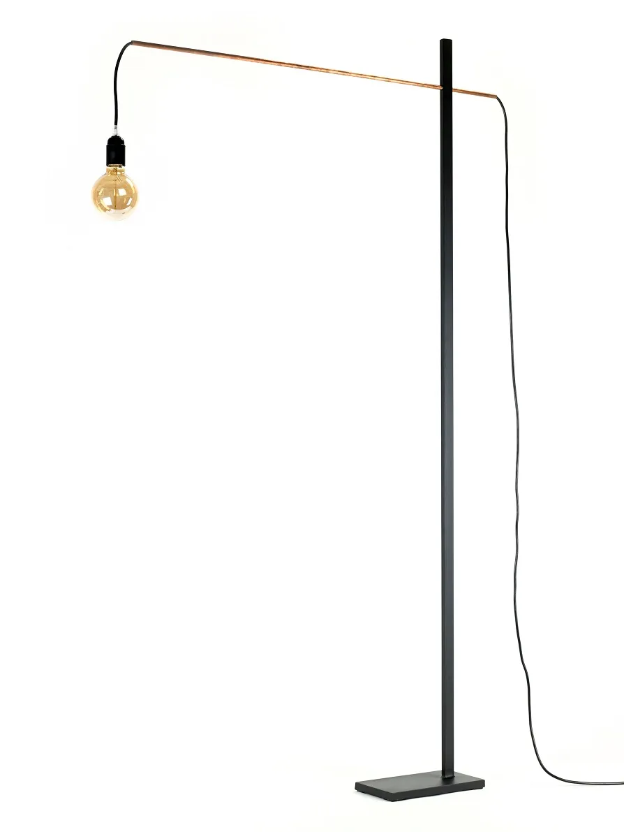 Floor Lamp M Black Metal Flamingo L 90 W 13 H 162CM by Antonino Sciortino