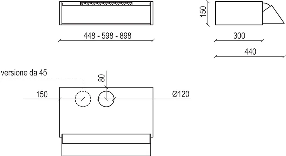 Built-in hood 60 cm Baraldi COMPOSITA - motor 380 m3/h - gray