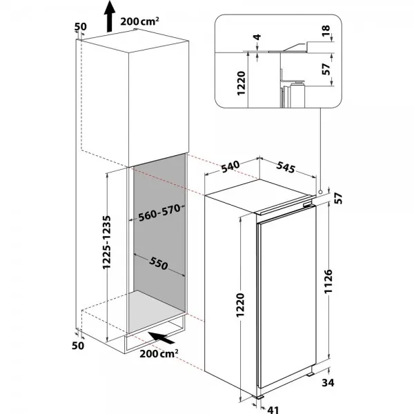 Whirpool ARG 7181 Single Door Built-in Refrigerator