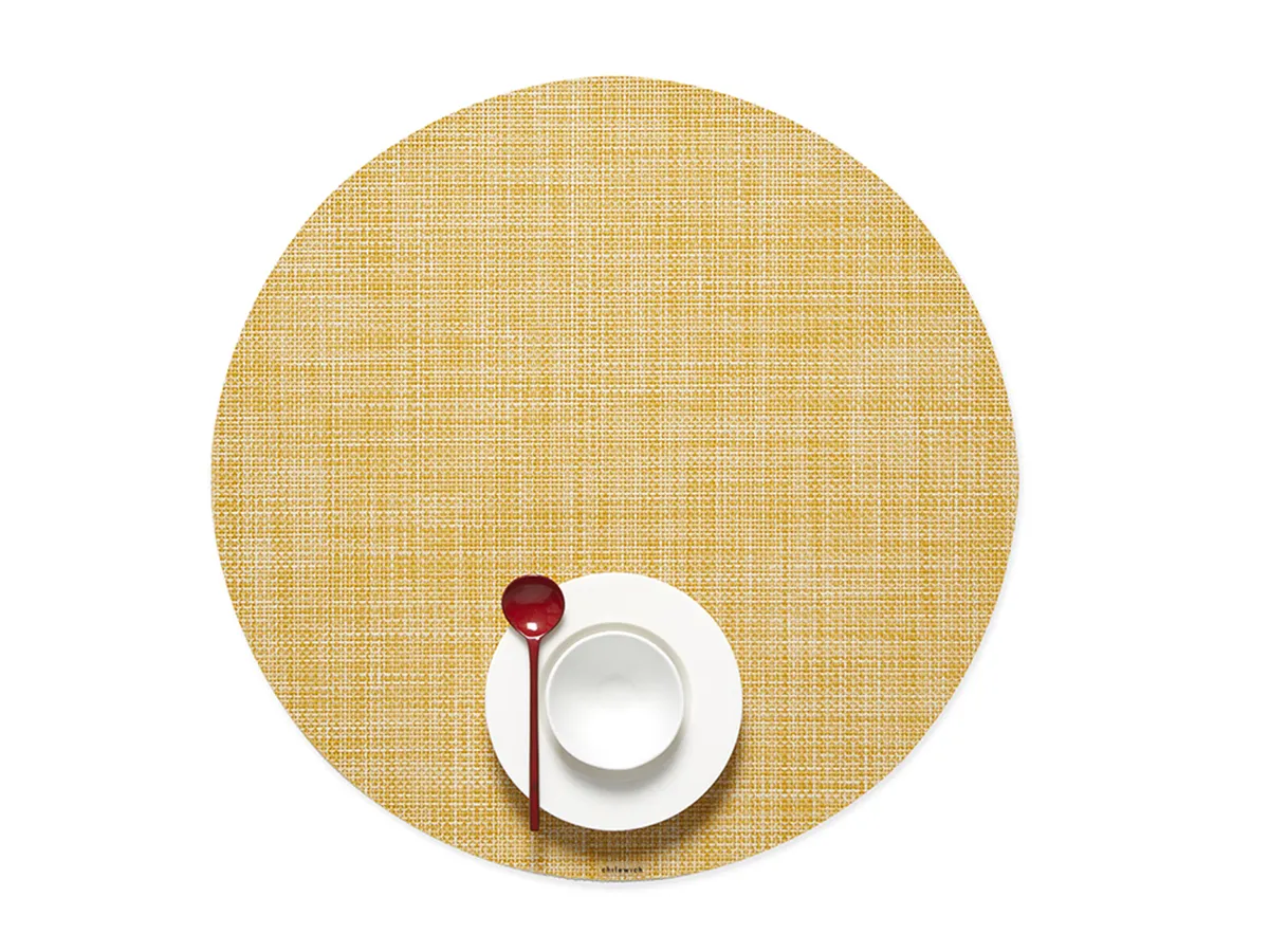 Round Placemat Chilewich Mini Basketweave Ochre 38 cm