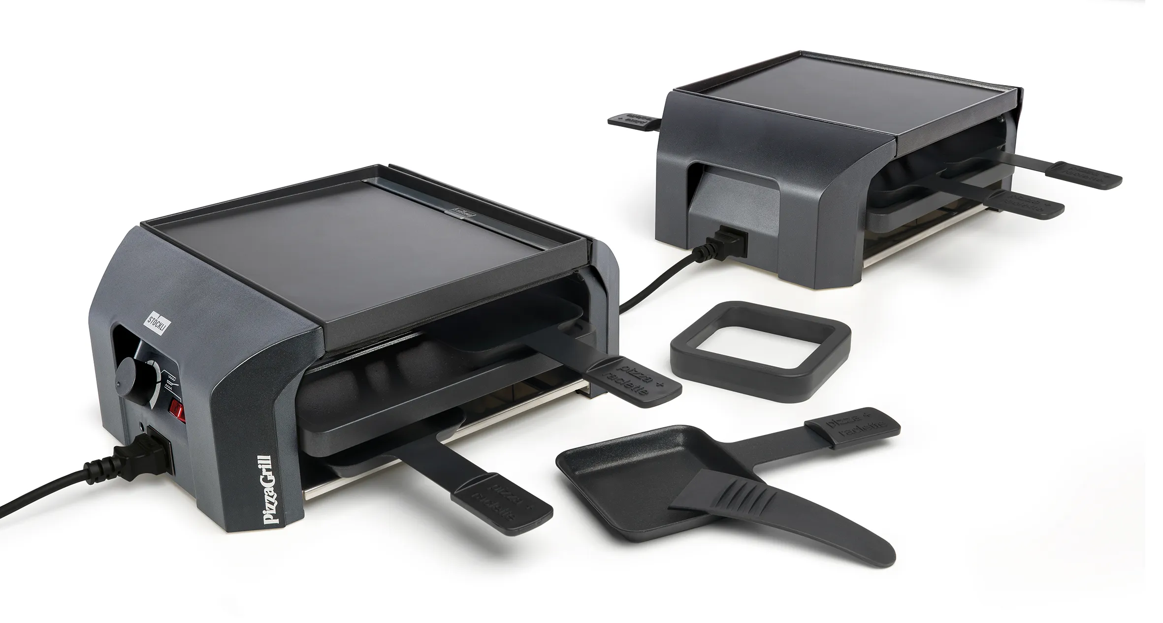 PizzaGrill four4 set for mini-pizzas, raclette, and grills