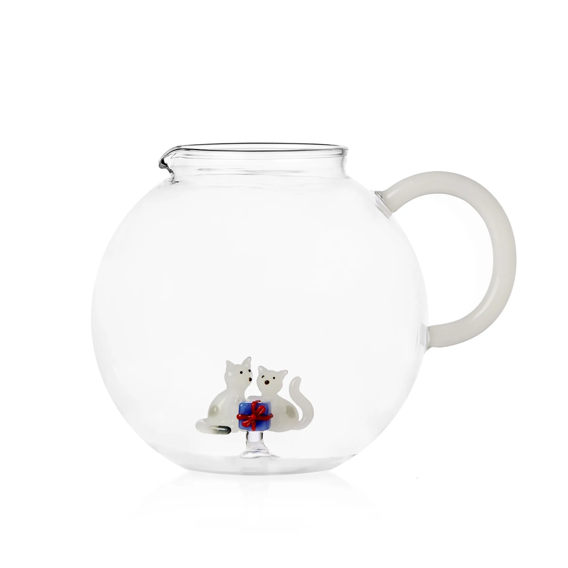 Ichendorf Tabby Cat Collection Christmas Edition Jug featuring white cats and a light blue gift
