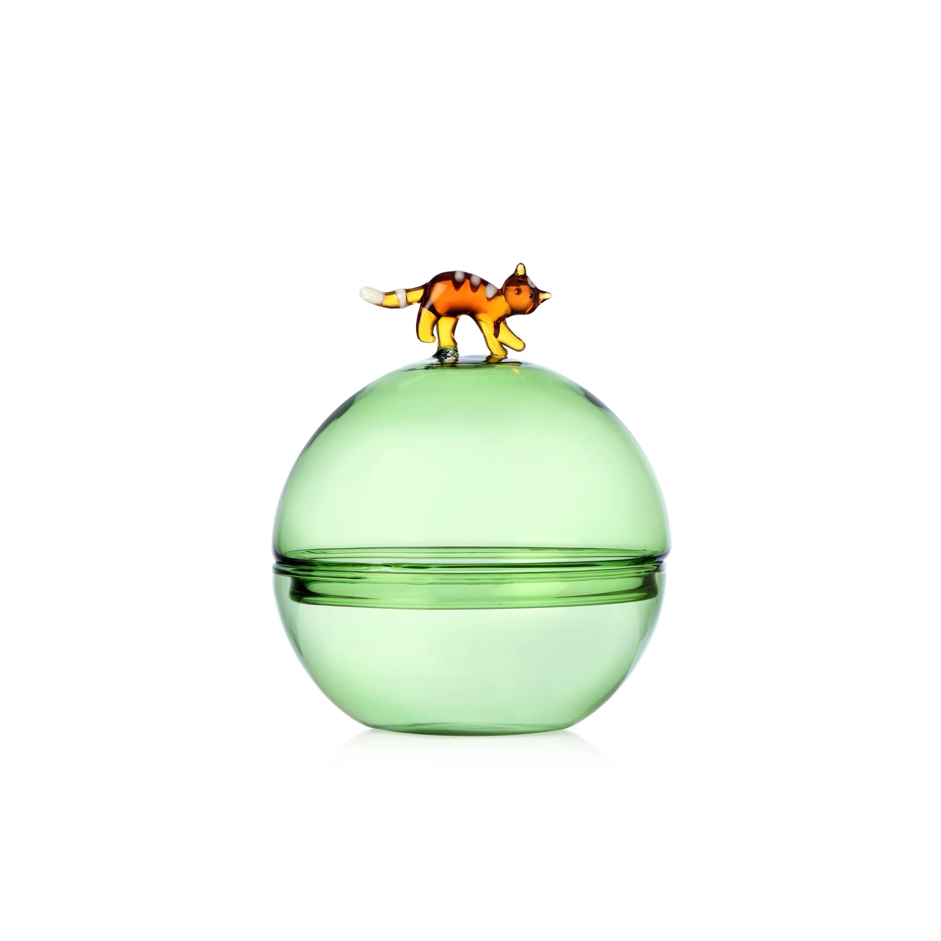 Ichendorf Tabby Cat Collection Christmas Edition Green sugar bowl with an amber cat