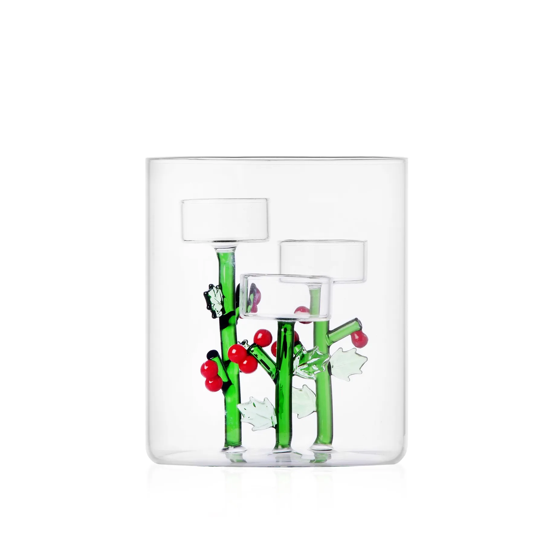 Ichendorf Woodland Tales Collection Tealight holder with 3 candles and holly