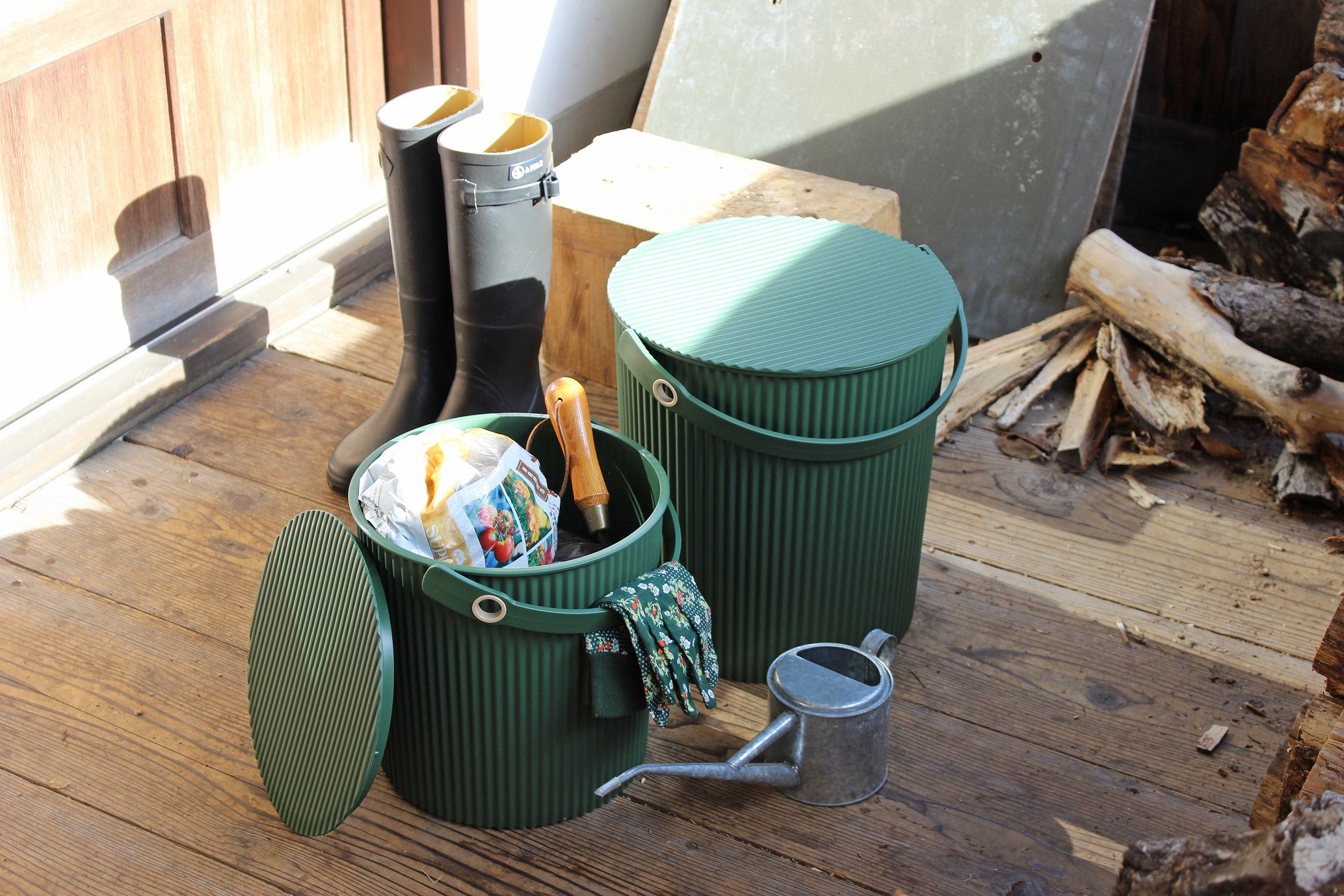 Multipurpose Bucket Hachiman Garden Dark Green LL